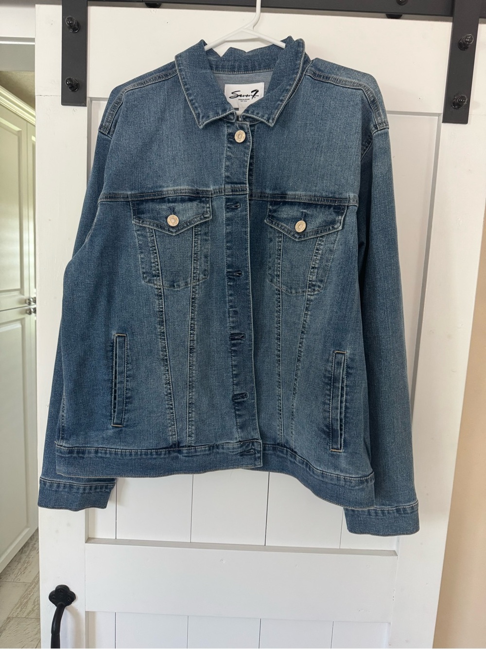 Seven7 Medium Blue Denim Jacket with Button Front